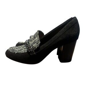 Tahari LaSalle Dress Shoes Womens Size 8.5 M Chain Accent 3 inch Block Heel